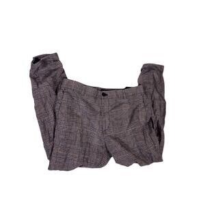 H&M Plaid Pants Womens 32 Skinny Fit Cuffed Soft Old Money Casual Trousers